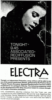 Sophocles' Electra, advert in The Times, 28 Nov 1962